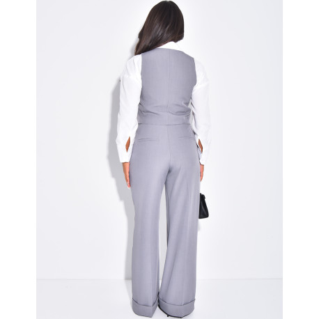 Hoch taillierte Anzughose mit Umschlag