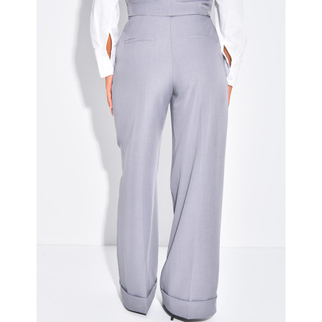 Hoch taillierte Anzughose mit Umschlag