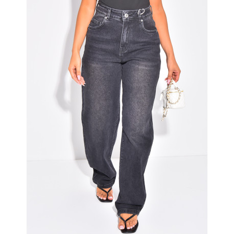 Mid-rise balloon jeans
