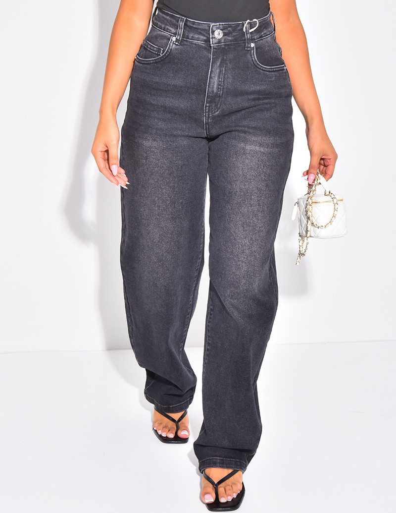 Jeans coupe ballon à taille...