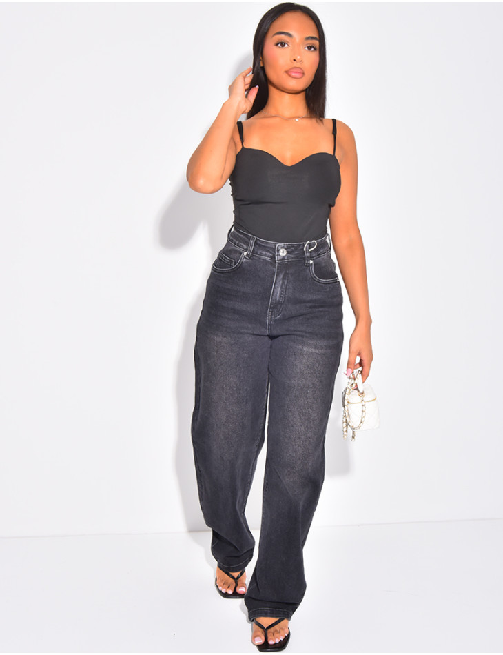 Mid-rise balloon jeans