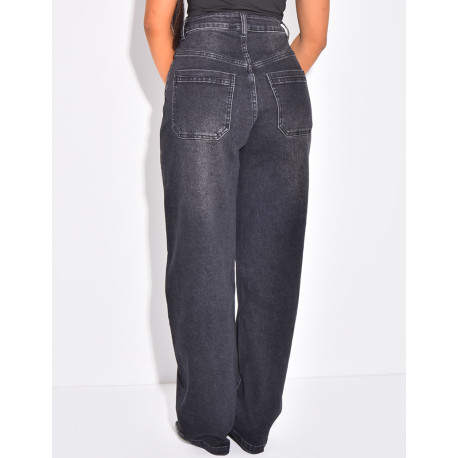 Mid-rise balloon jeans