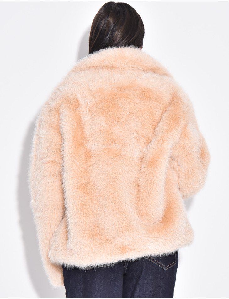 Veste courte en fausse fourrure à col rabattu