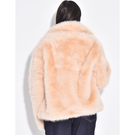 Veste courte en fausse fourrure à col rabattu
