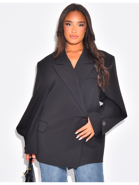 Blazer oversize destructuré à boutons