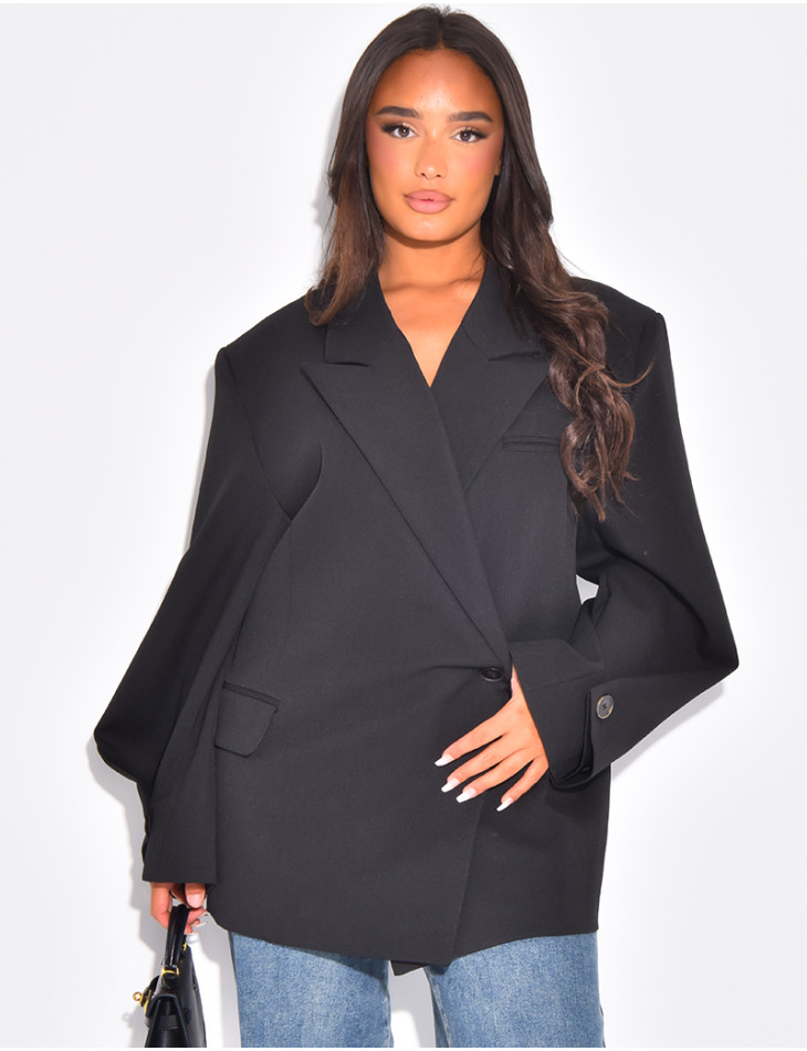 Blazer oversize destructuré à boutons