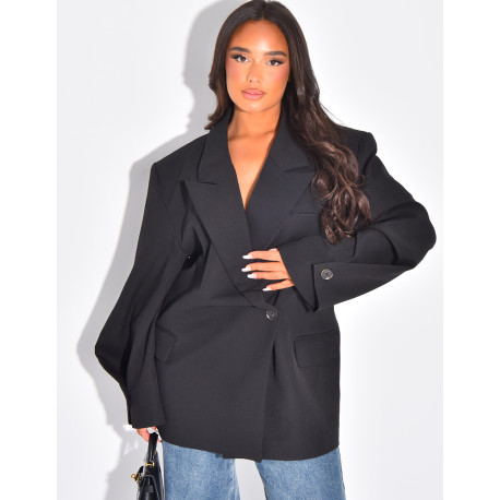 Oversized unstructured blazer with buttons
