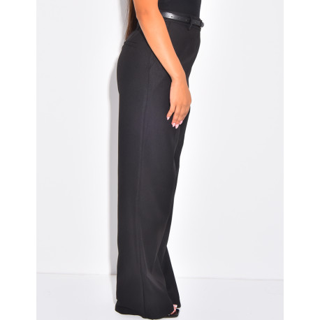 High-waisted tailored trousers with belt