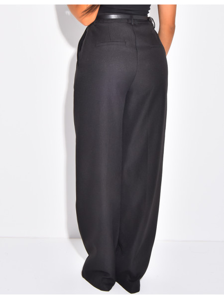 High-waisted tailored trousers with belt