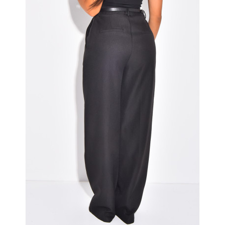 High-waisted tailored trousers with belt