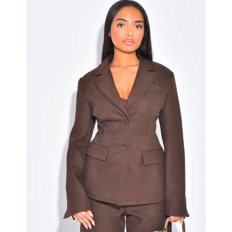 Blazer cintré en tissu premium