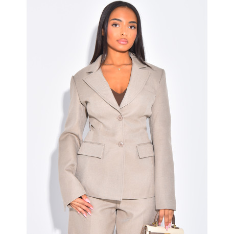 Blazer cintré en tissu premium