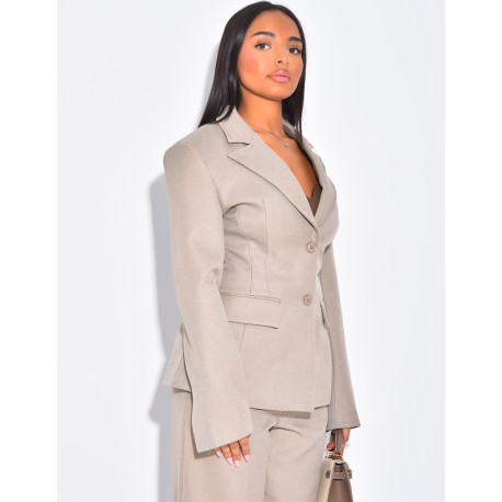 Blazer cintré en tissu premium