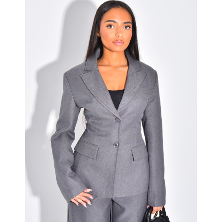 Blazer cintré en tissu premium