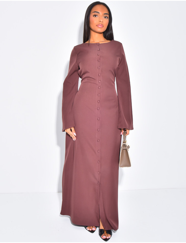 Robe longue à boutons et dos lacé