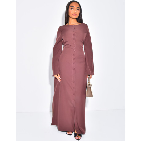Robe longue à boutons et dos lacé