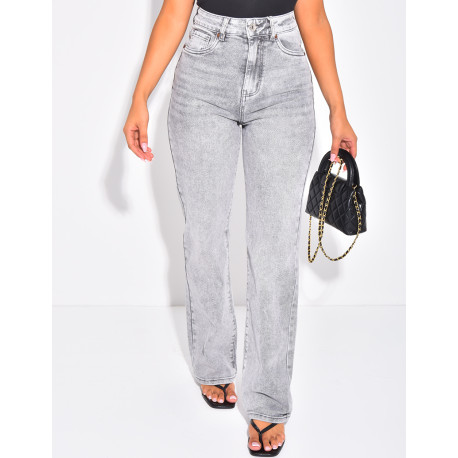 Gerade geschnittene Jeans in grauer Waschung mit Stretchanteil