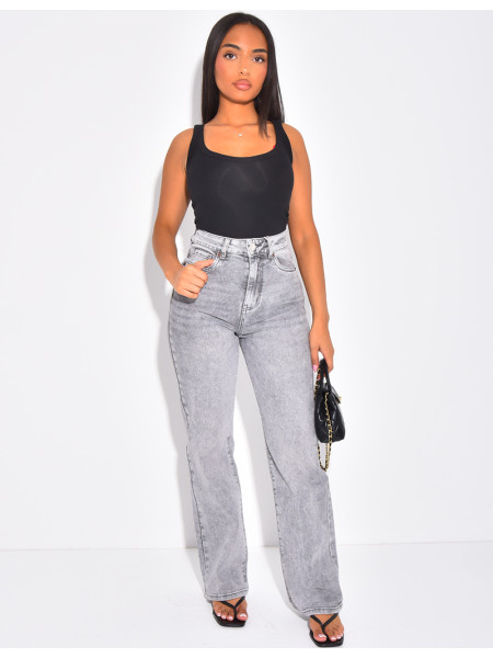 Gerade geschnittene Jeans in grauer Waschung mit Stretchanteil