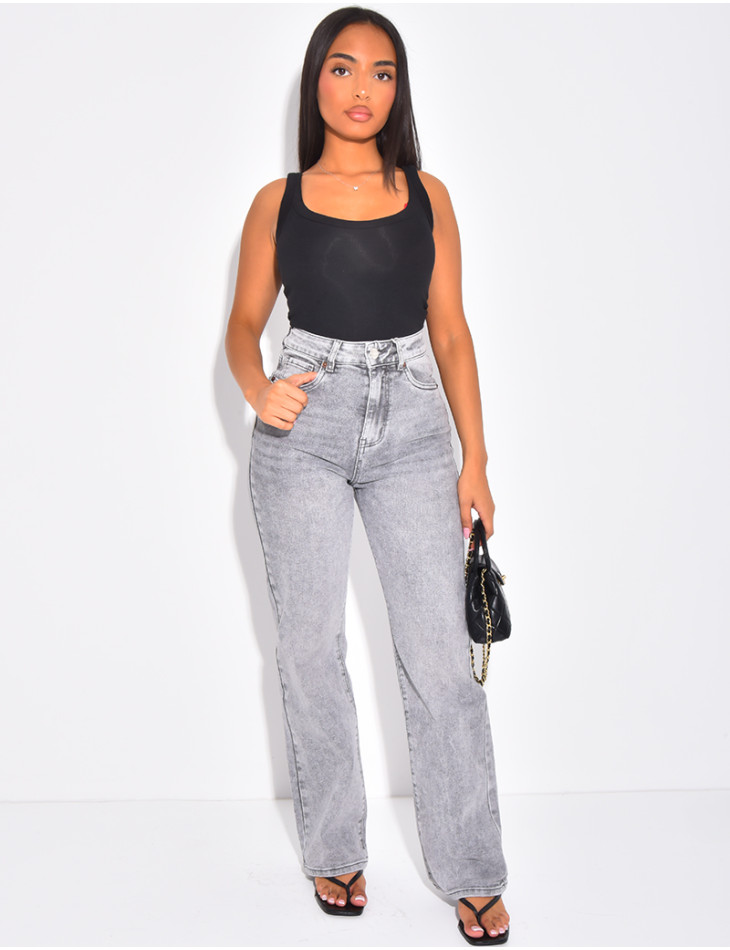Gerade geschnittene Jeans in grauer Waschung mit Stretchanteil