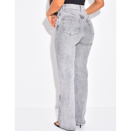 Gerade geschnittene Jeans in grauer Waschung mit Stretchanteil