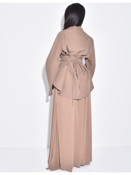 2-teiliges Set aus taillierter Bluse und plissiertem Rock aus Voile