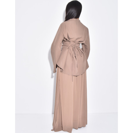 2-teiliges Set aus taillierter Bluse und plissiertem Rock aus Voile