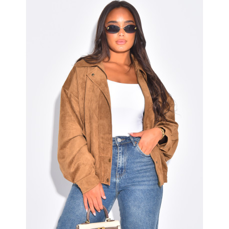 Veste style bombers en suédine