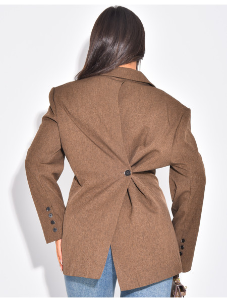 Premium-Blazer mit meliertem Stoff und tailliertem Schnitt