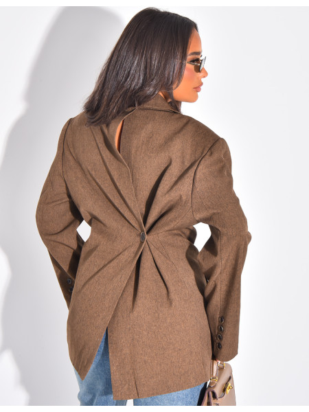 Premium-Blazer mit meliertem Stoff und tailliertem Schnitt