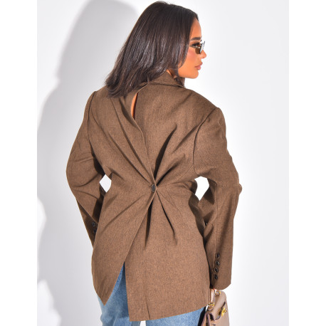 Premium-Blazer mit meliertem Stoff und tailliertem Schnitt