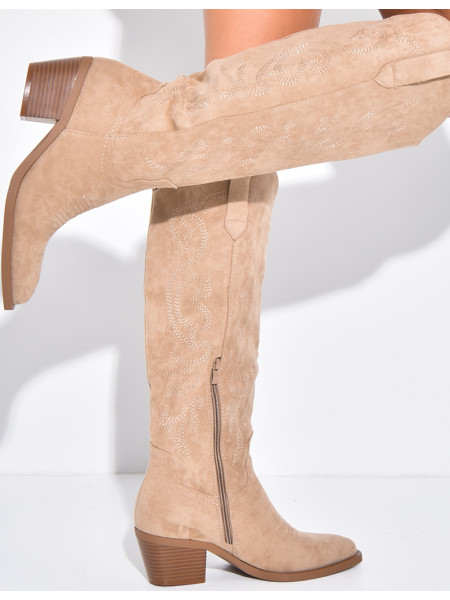 Suede cowboy boots