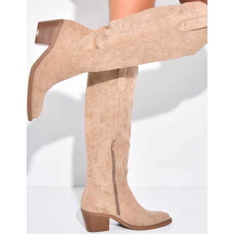 Suede cowboy boots