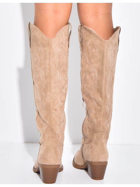 Suede cowboy boots
