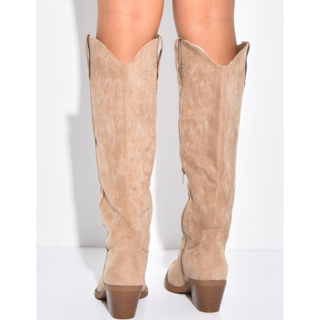 Suede cowboy boots