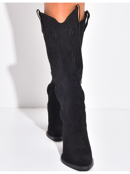 Suede cowboy boots
