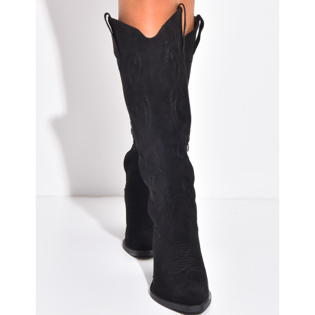 Suede cowboy boots