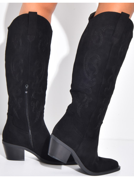 Suede cowboy boots