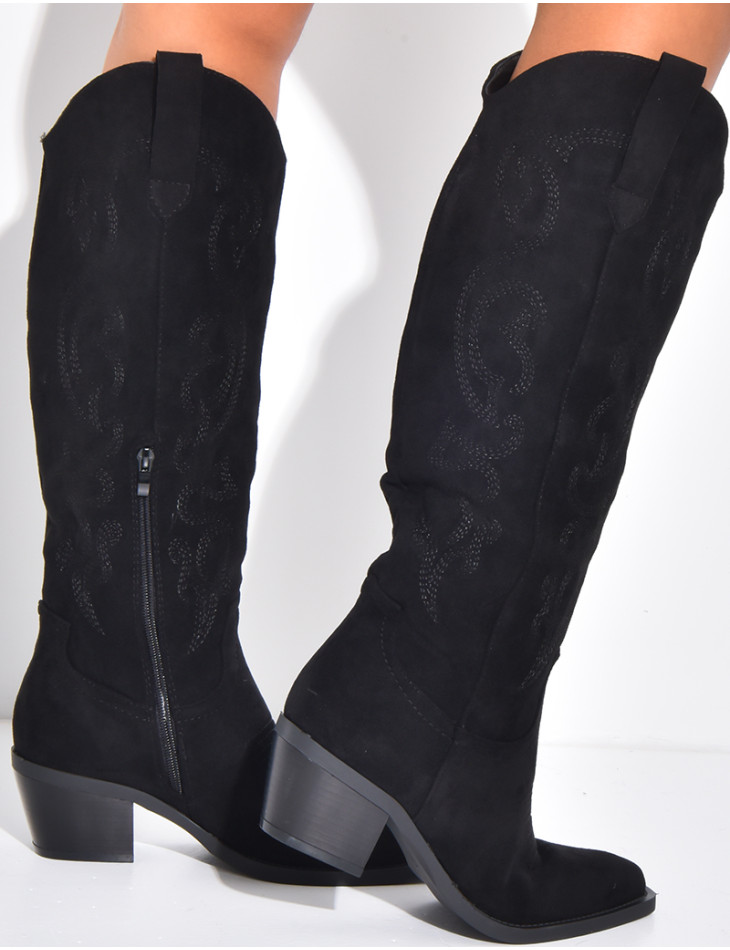Suede cowboy boots