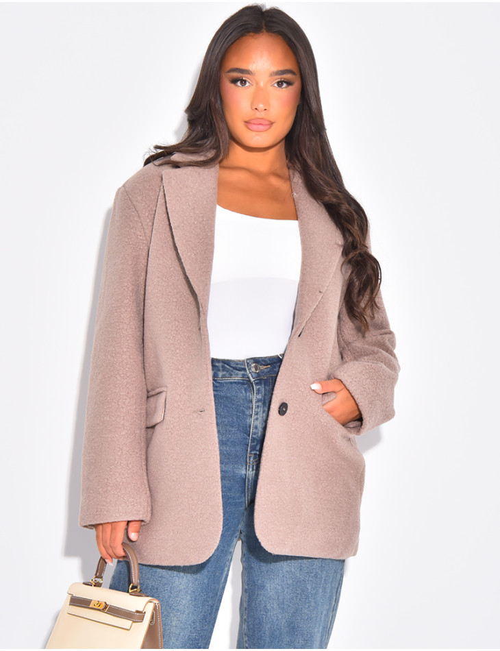 Blazer oversize en laine bouclée premium