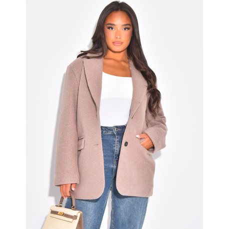 Blazer oversize en laine bouclée premium