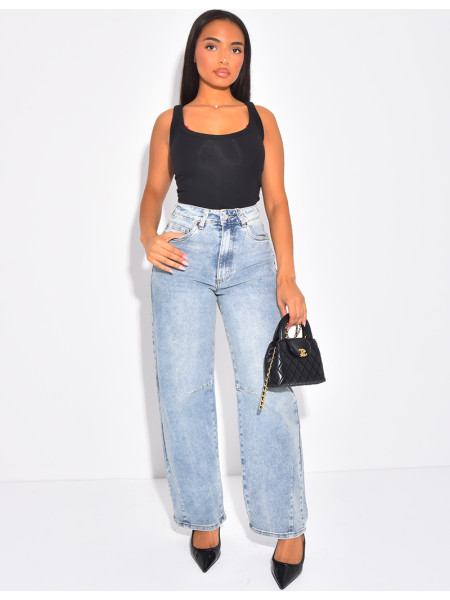 Jeans coupe ballon à taille mi haute