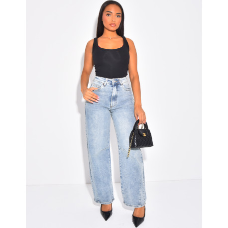 Jeans coupe ballon à taille mi haute