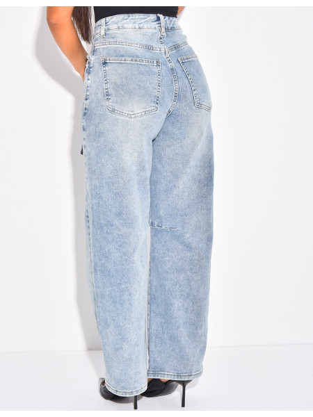 Jeans coupe ballon à taille mi haute