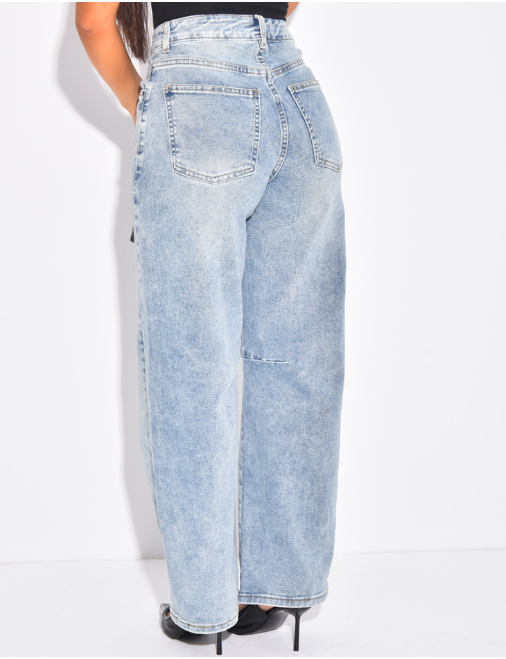 Jeans coupe ballon à taille mi haute