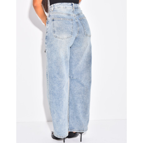 Jeans coupe ballon à taille mi haute
