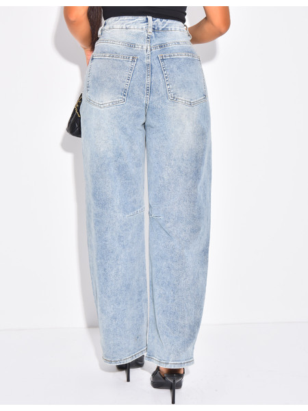 Jeans coupe ballon à taille mi haute