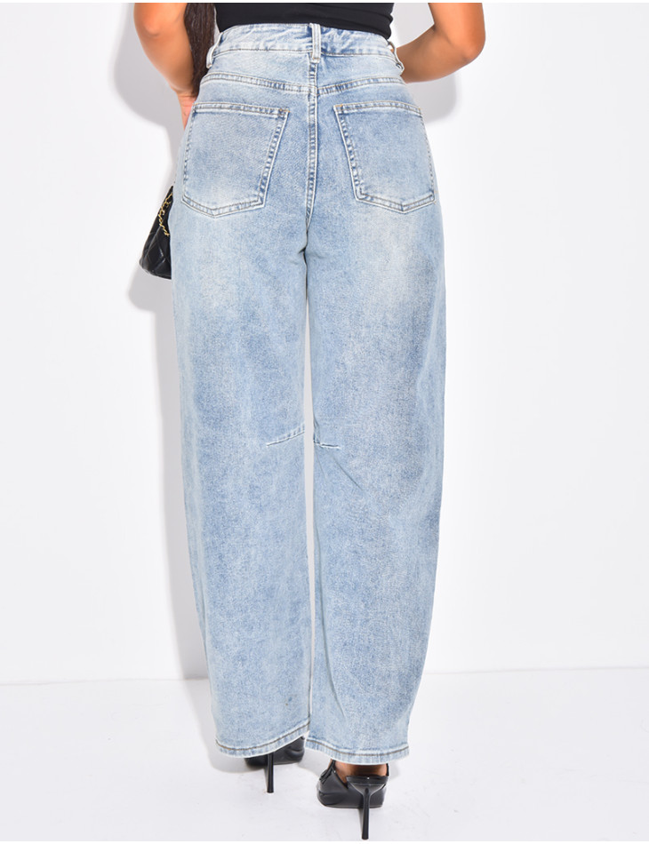 Jeans coupe ballon à taille mi haute