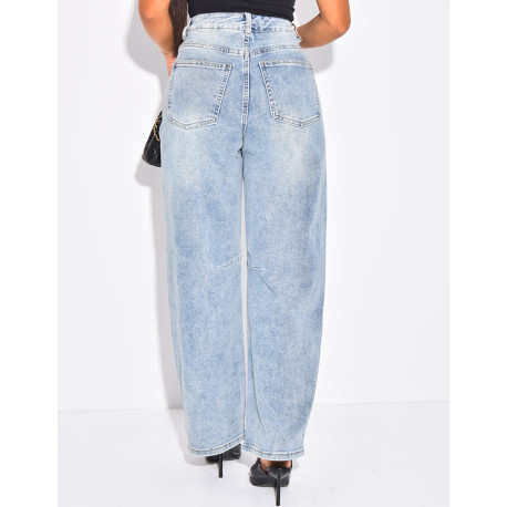 Jeans coupe ballon à taille mi haute