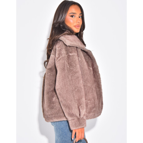 Veste en fausse fourrure premium col montant