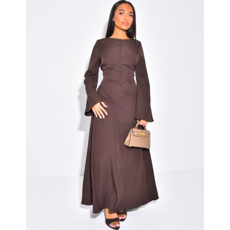 Robe longue à boutons et dos lacé